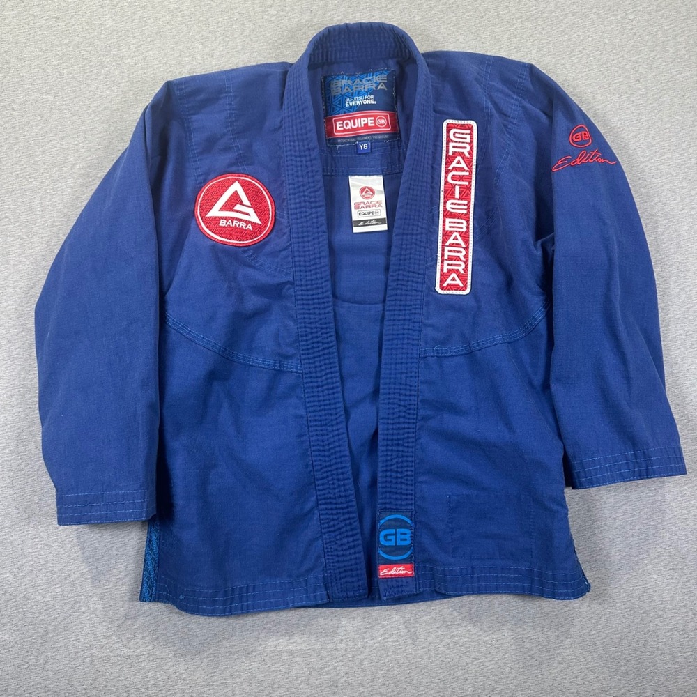 Gracie Barra Kids BJJ Size Y6 Gi Kimono Blue Equipe GB Edition Ju-Jitsu TOP ONLY
